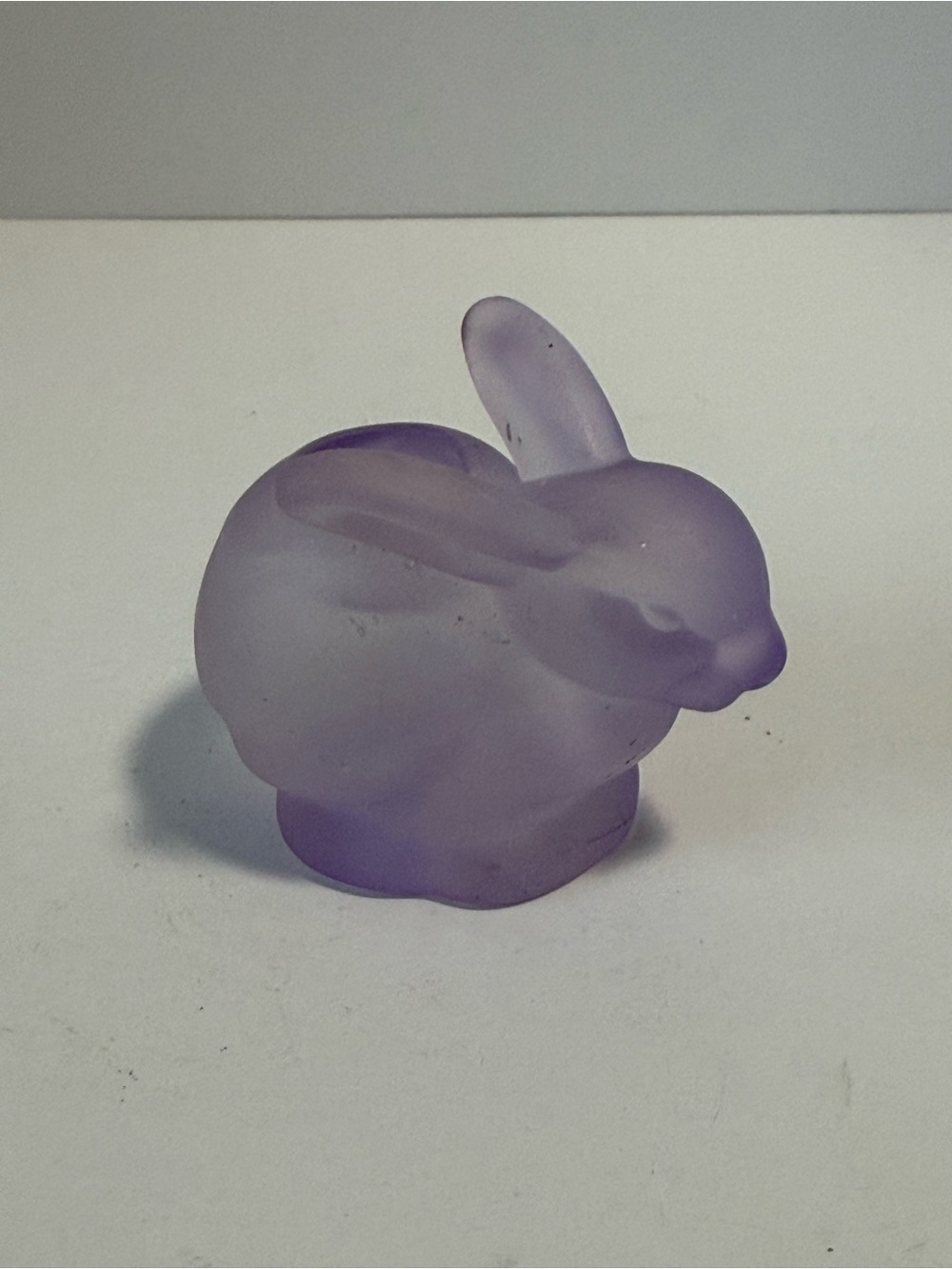 VTG Crystal Clear Frosted Purple Glass Bunny Holder